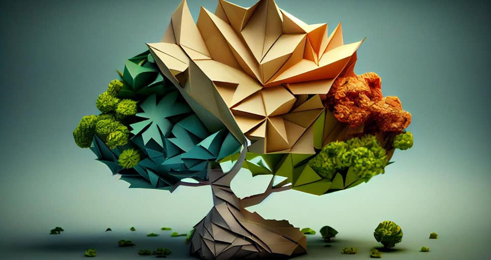 An origami paper tree.